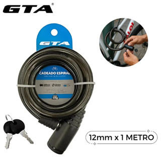 Trava Cadeado Bicicleta Moto 1 Metro x 12mm GTA Espiral Chave Reserva Reforçado Aço com Revestimento em Oferta na Shopee