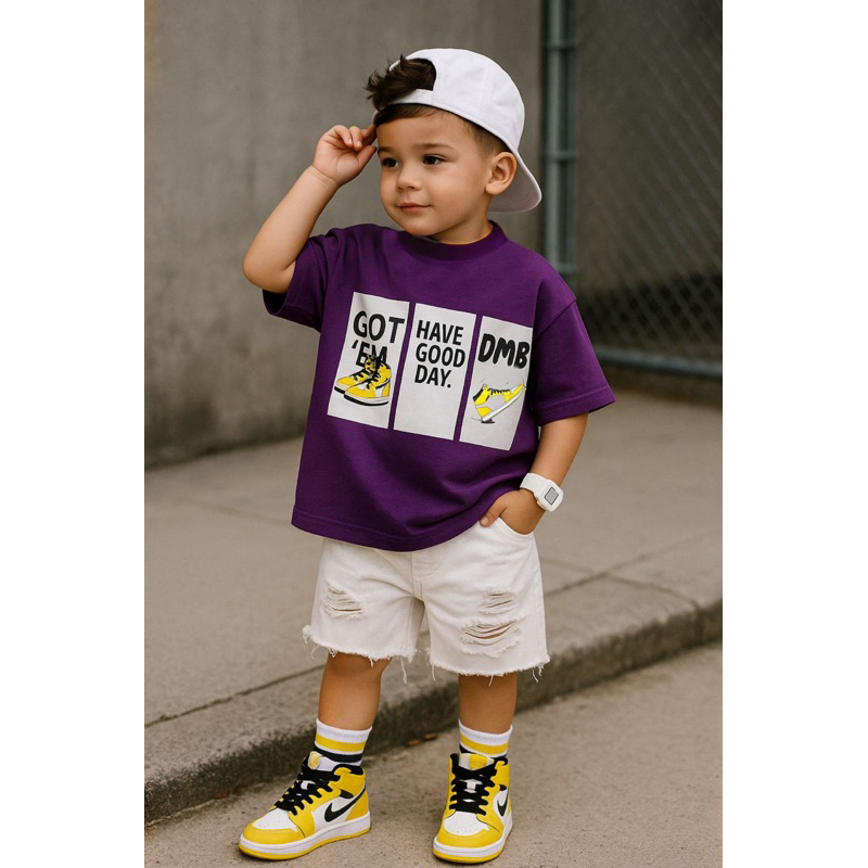 CAMISÃO OVERSIZED PREMIUM gramatura 255 -camiseta infantil menino oversized streetwear kids| CAMISETA roxa tênis amarelo