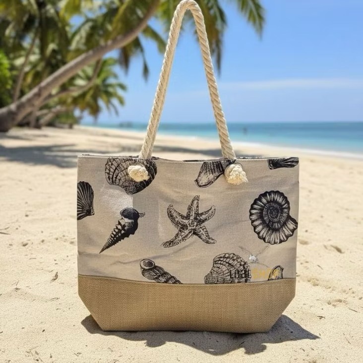 Bolsa de Praia Tote Alça de Corda Estampada Grande Verão Piscina Resistente Com Forro Interno em Oferta na Shopee