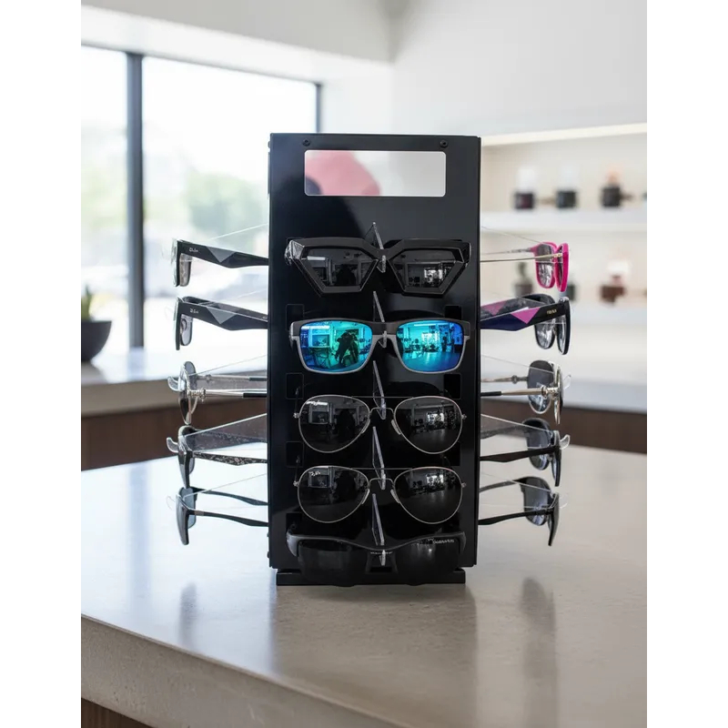 Expositor Óculos Giratório C/ Espelho Para 20 Óculos Ótica Preto PS