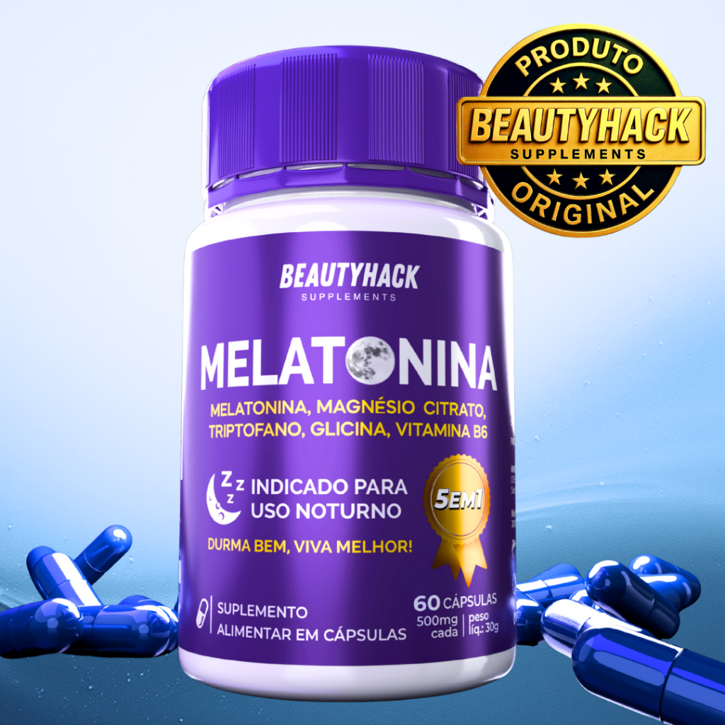 Melatonina 5 em 1 para Dormir – Sono Reparador com Magnésio, Triptofano, Glicina e B6 – 60 Cápsulas em Oferta na Shopee