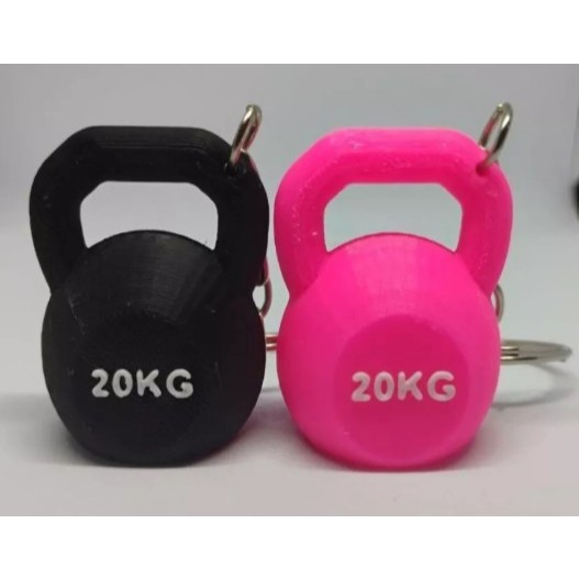 Chaveiros de Academia Anilha e Kettlebell Peso 20kg Fitness Musculação Gym 3D