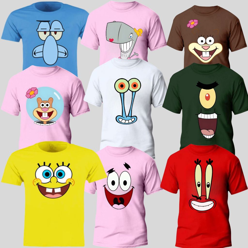 Camiseta Camisa Estampada Personagem Festa Bob Esponja em Oferta na Shopee