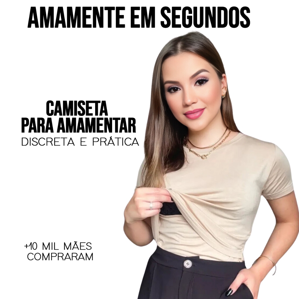 KIT 3 Camisetas Para Amamentar - Amamentação Rápida e Prática