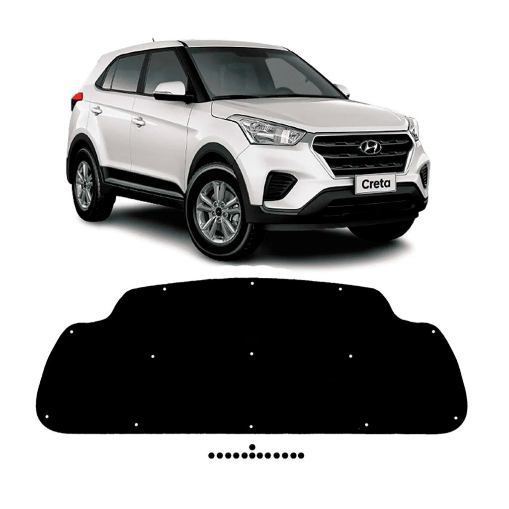 Forro Manta Capô Hyundai Creta 2017 a 2021 Autoadesivo Presilhas Térmico Acústico Resina Betuminosa