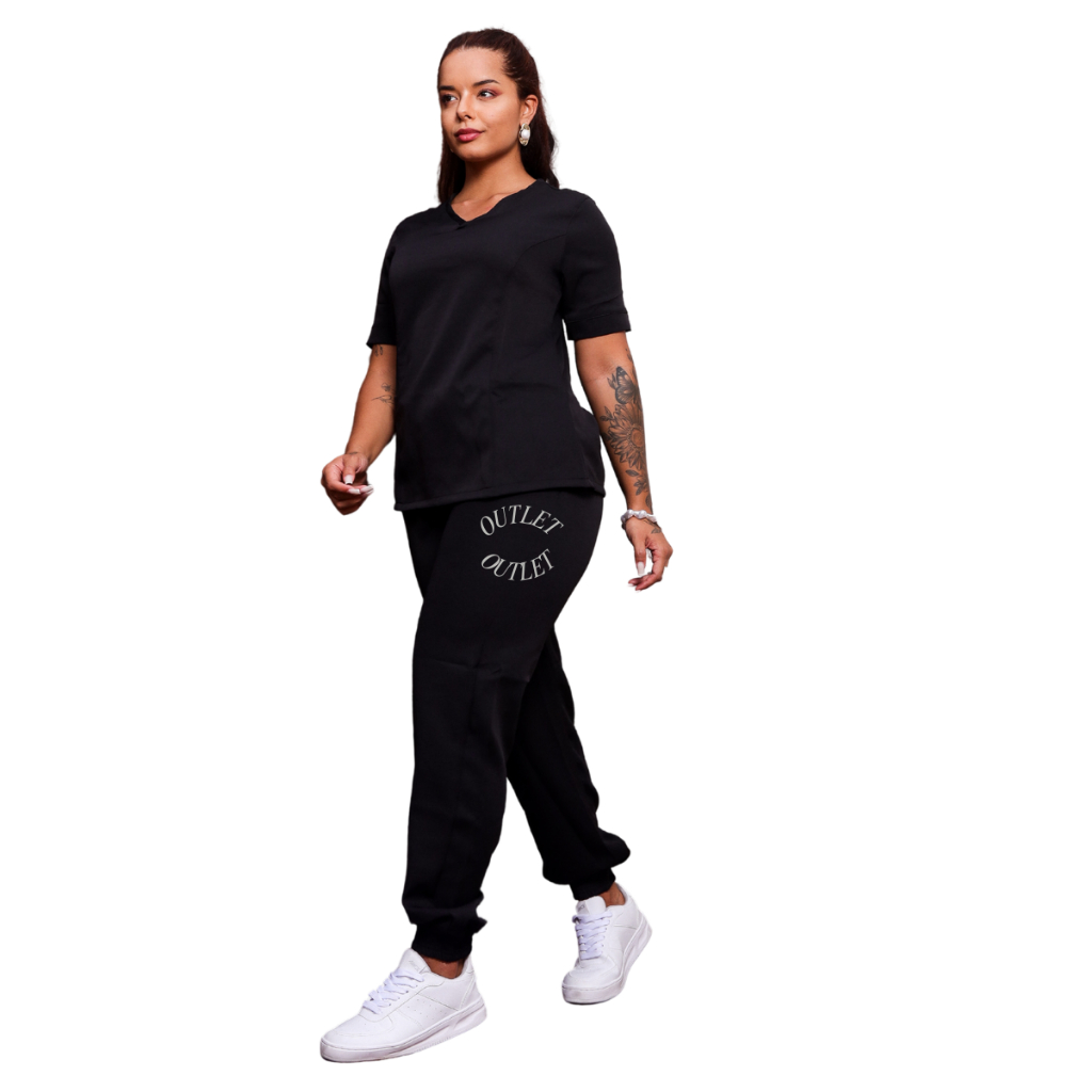 Scrub Hospitalar Feminino Gabardine calça jogger com elastico Sj