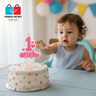 Vela de Aniversário Número 1 Aninho Rosa Glitter Premium Bolo Decoração Festa Infantil Decorativo em Oferta na Shopee