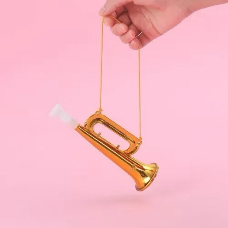 KIT 5 MINI TROMPETE COM APITO | MATERIAL: PLÁSTICO | PRESENTES | LEMBRANCINHAS | CARNAVAL | COM CORDINHA | FANTASIA