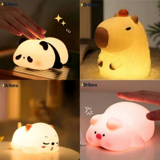 Luminária de Silicone Nocturna Sensor De Toque Panda Porco Capivara gato Recarregável USB 8 cores Candeeiro Decoração em Oferta na Shopee