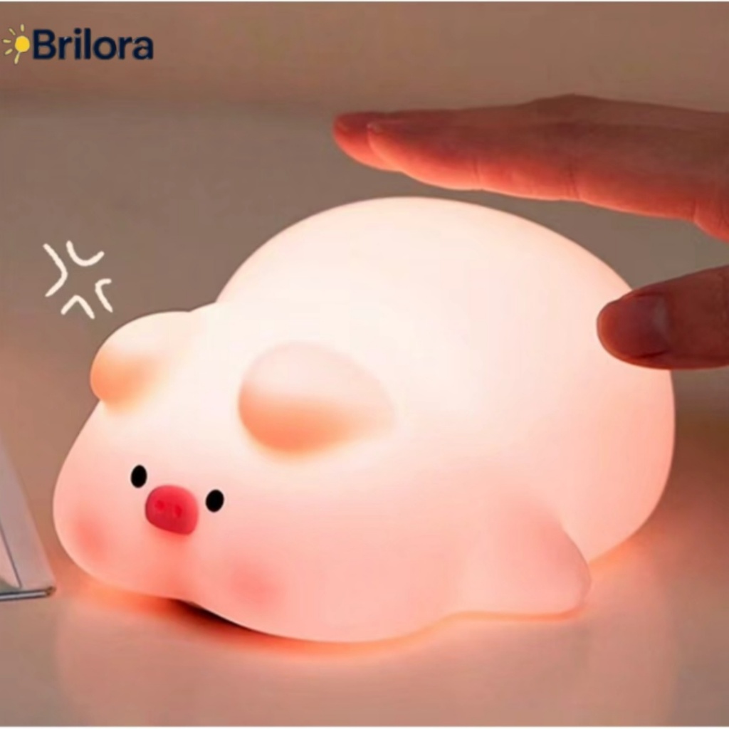 Luminária de Silicone Nocturna Sensor De Toque Panda Porco Capivara gato Recarregável USB 8 cores Candeeiro Decoração