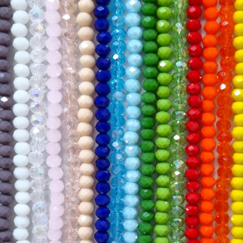 Fio de Cristal 8mm Facetado 1 Linha /1 ou 2 fios, 62 Cristais por fio/ Guia, Bijuterias, Terço em Oferta na Shopee