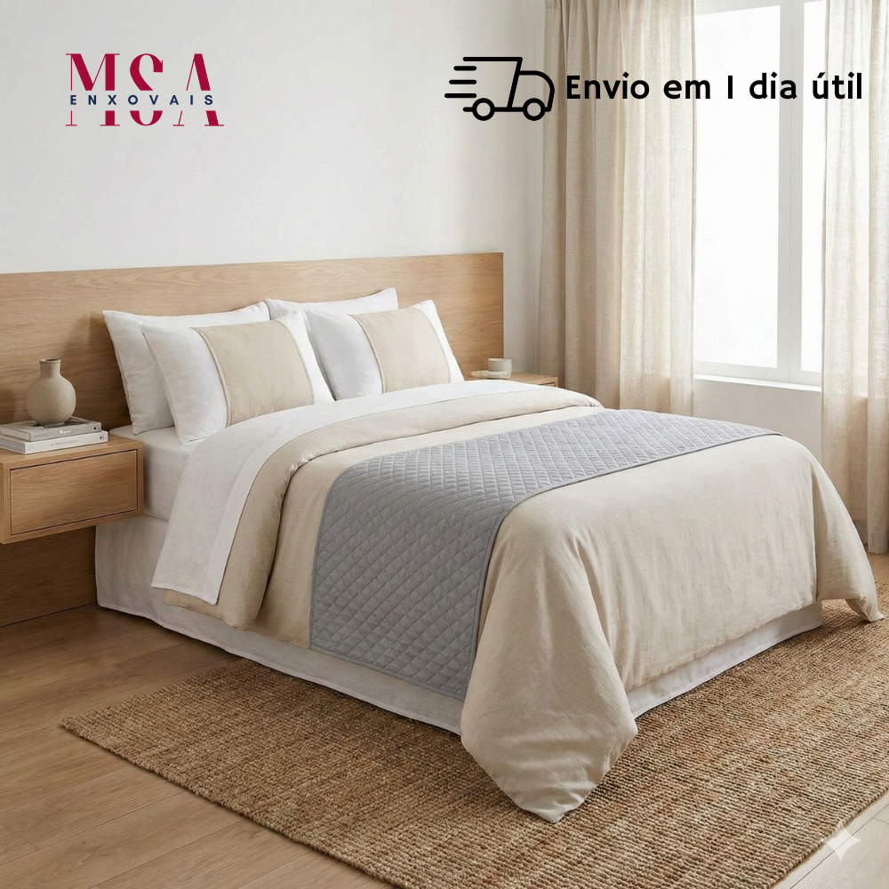 Manta Peseira para Cama Peseira Decorativa Pé da Cama Casal Queen 2,00m x 66cm 180 Fios