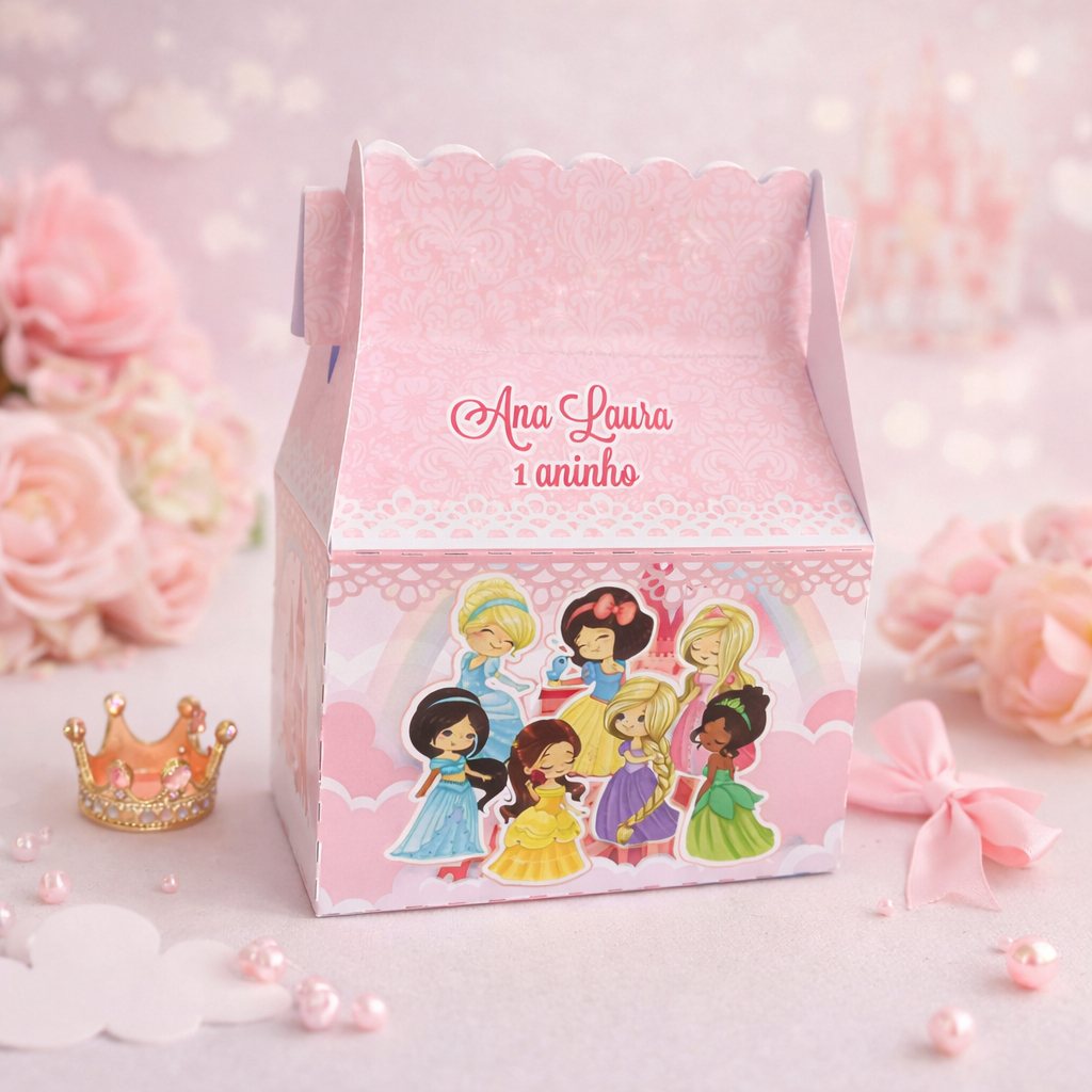 Caixa Maletinha Princesas Baby Pegue e Monte | Lembrancinha Personalizada para Festa Infantil