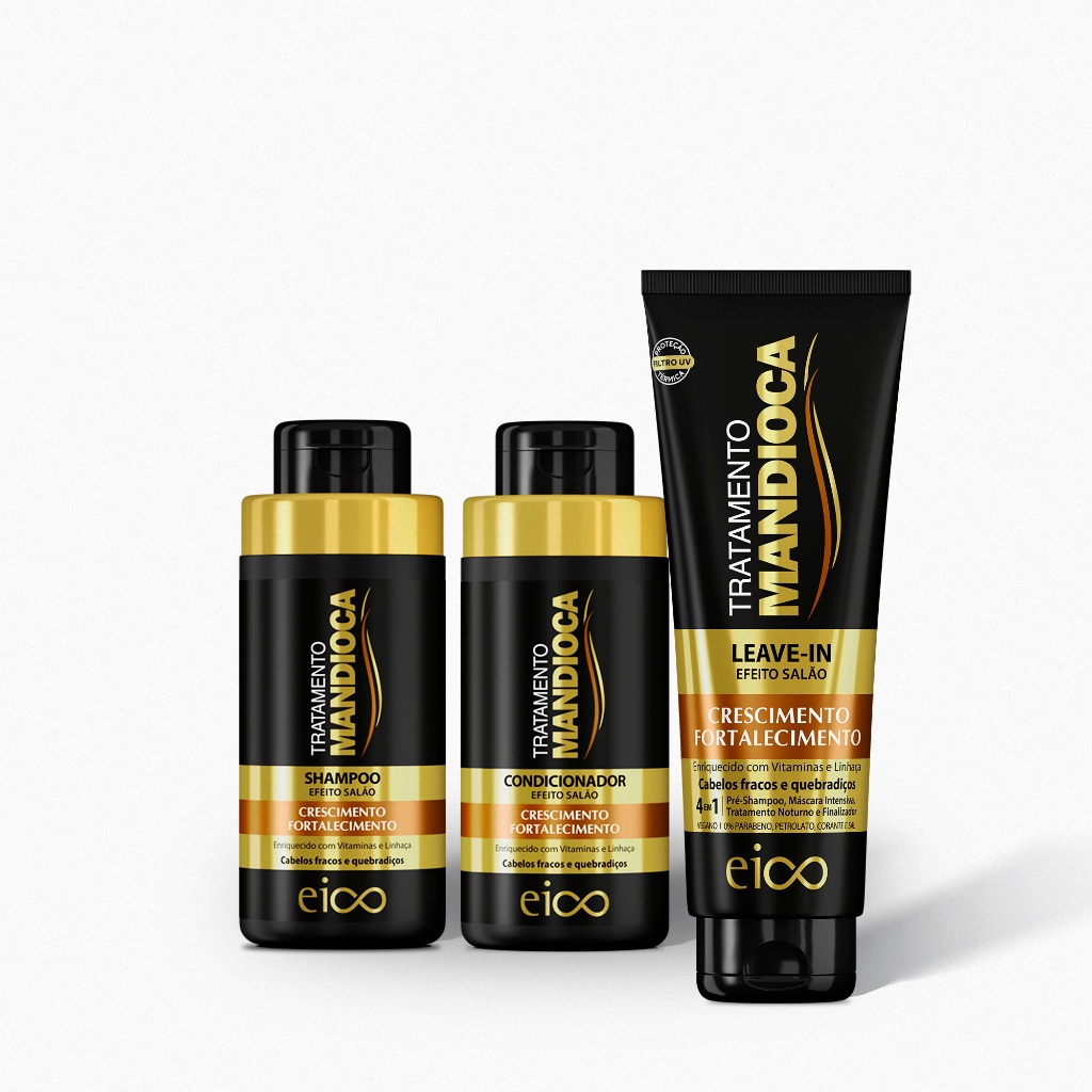 Kit Shampoo e Condicionador + Leave-in Mandioca - EICO