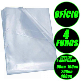 Envelope Saco Plástico Transparente 4 Furos A4 Grosso e Fino Pacote Com 50 100 200 400 1000 em Oferta na Shopee
