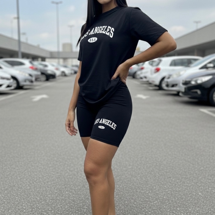 Conjunto feminino Blusão bermuda legging camiseta feminina short legging conjunto academia blusão Califórnia brookilin em Oferta na Shopee