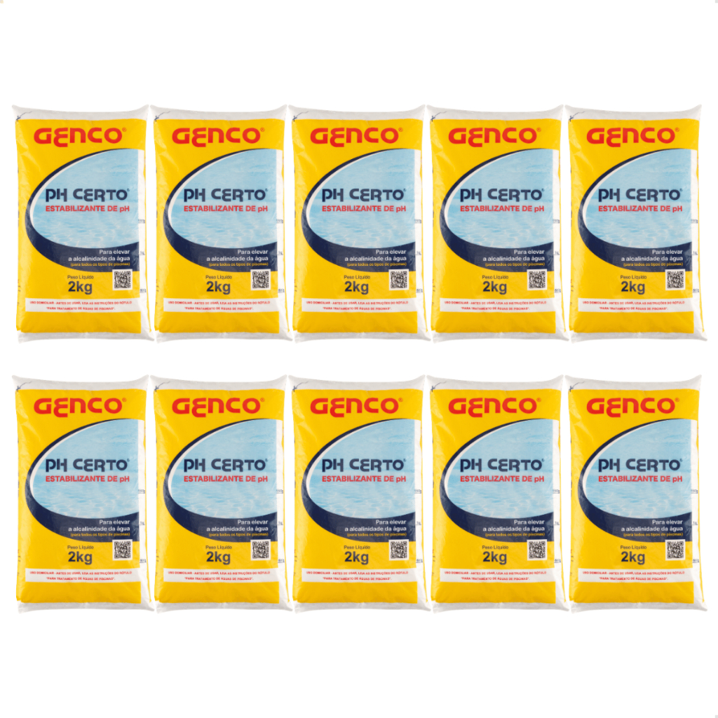 Kit 10 Ph Certo Estabilizador 2kg Estabilizante de Ph Genco Fardo Piscina