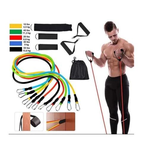 Kit 11 Elastico Extensor Treino Funcional Academia Em Casa Ginastica