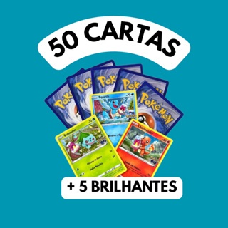 Cartas Pokemon Originais Lote com 50 - Sem cards repetidas - + 5 Brilhantes Garantidas