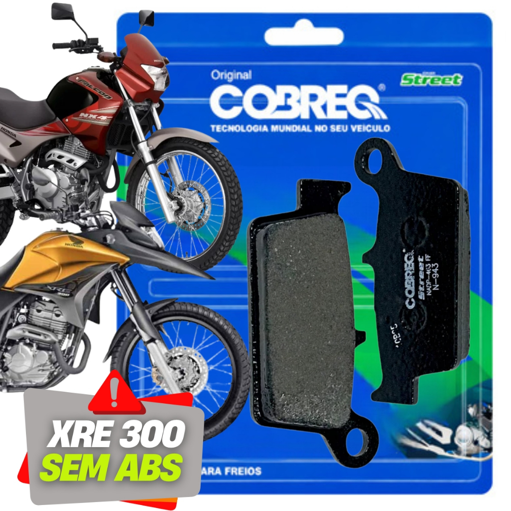 Pastilha de Freio Traseira Xre 300 Sem Abs 2009 A 2018 Nx 400 Falcon Cobreq