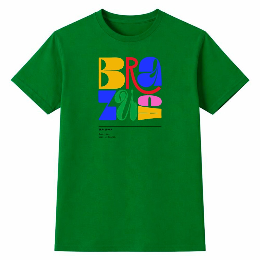 Camiseta Feminina 100% Algodão Camisa Brazuca Copa do Mundo Brasil Futebol Casual Urbano Dia a Dia