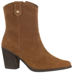 Bota Texana Feminina Bico Fino Wester Country Cano Curto Salto Grosso Médio Sandy GiGiL