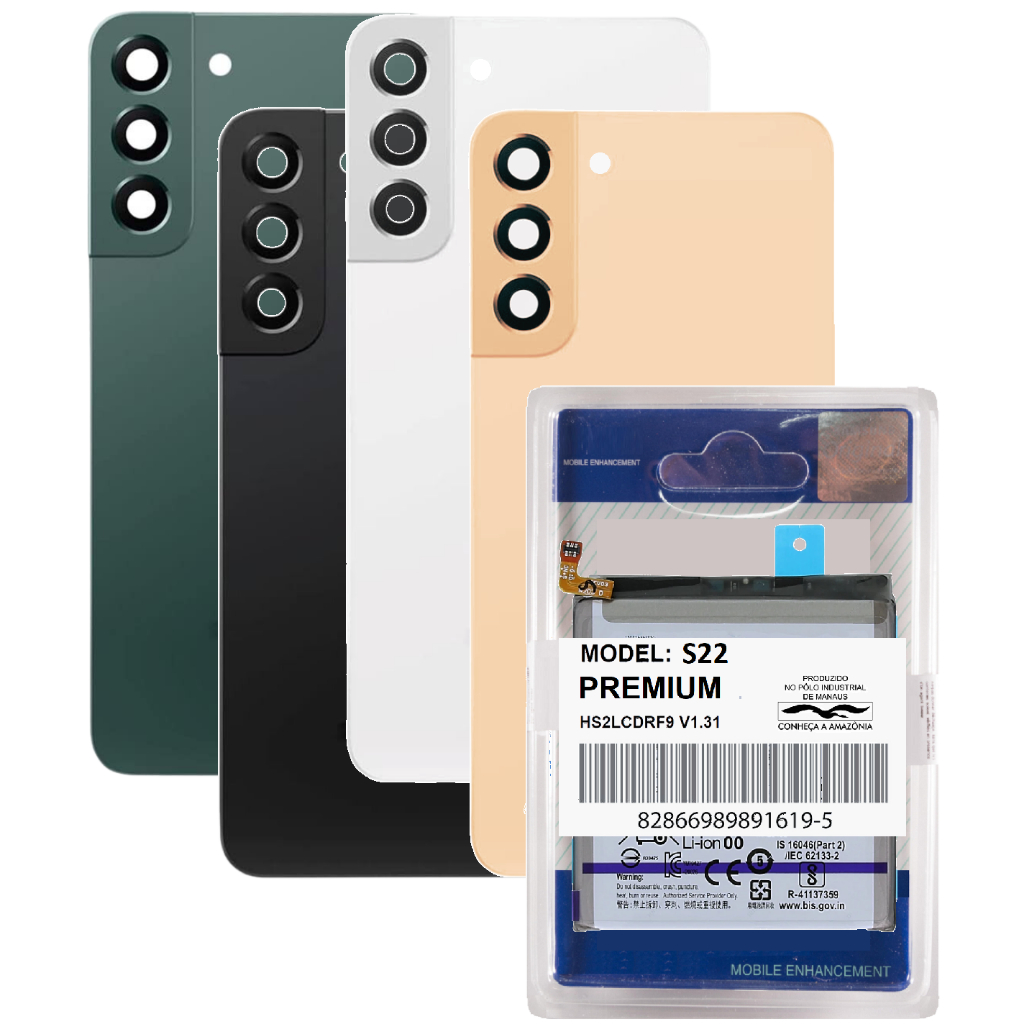 Battria Alta Capacidade Compatível Galaxy S22 SM-S901B + Maior Duração + Tampa + Com Lente Câmera!