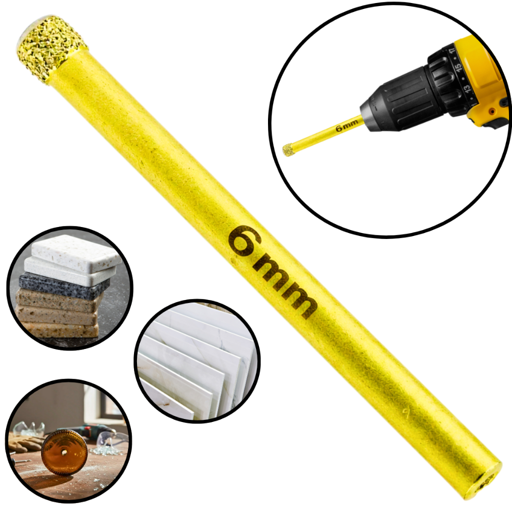 Broca Serra Copo Diamantada Eletrolítica 6mm Para Furadeira Furar Vidro Cerâmica Porcelanato Mármore em Oferta na Shopee
