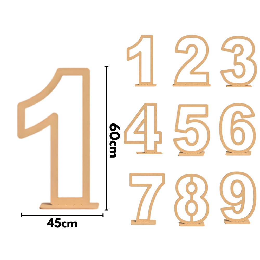 Números Vazados 60cm em MDF Cru Base Reforçada Festas Eventos Decoração Chão Aniversário Mêsversário em Oferta na Shopee