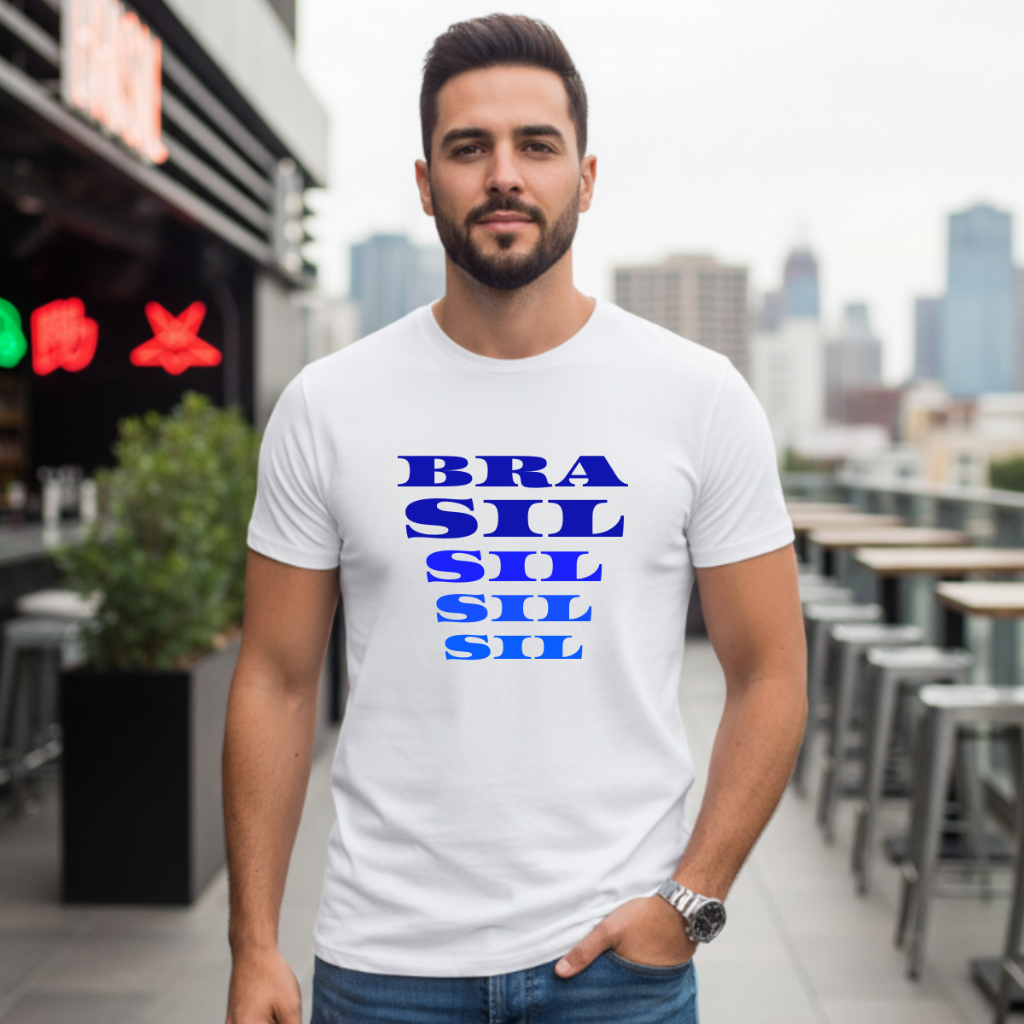 CAMISETA BRASIL ESTAMPA SELEÇÃO BRASILEIRA COPA DO MUNDO BÁSICAS LISAS MASCULINA 100% ALGODÃO