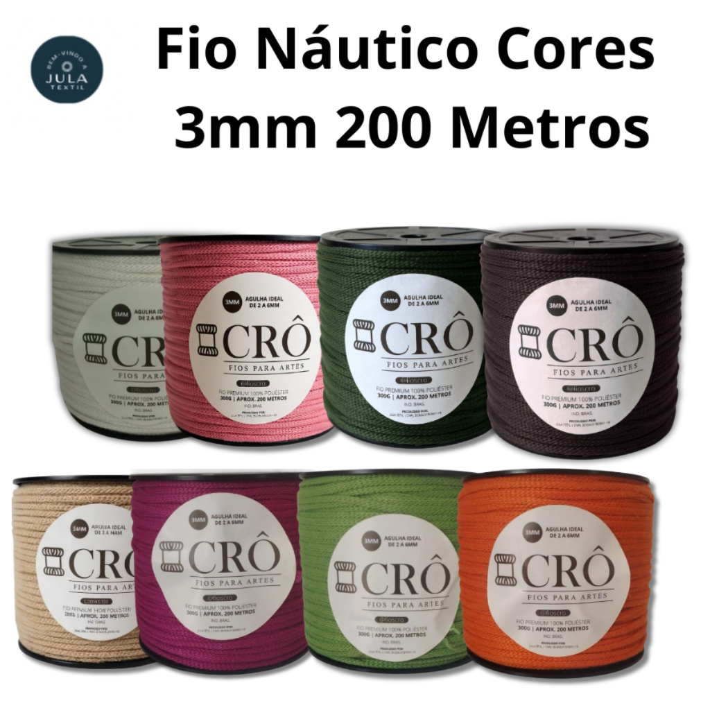 Fio Premium 100% Poliéster 3MM 200 Metros 300 gramas Macio Resistente Tricô Crochê Cores Diversas em Oferta na Shopee