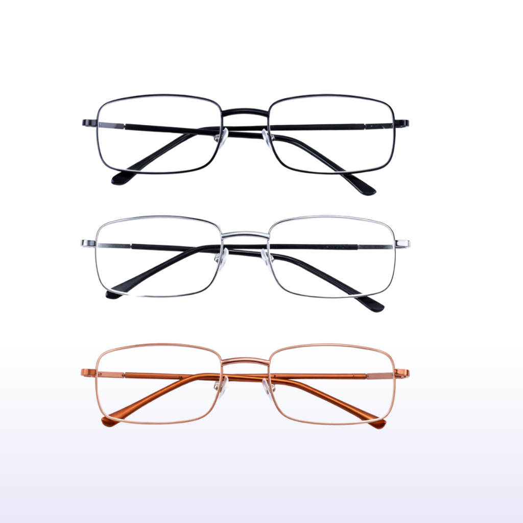 Óculos de Grau Quadrado para Leitura, Trabalho e Descanso – Unissex, Armação de Metal - Esolha a Cor em Oferta na Shopee