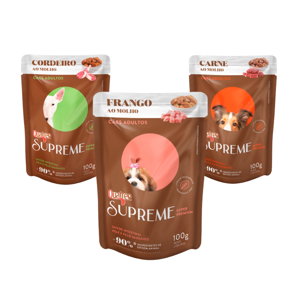 Kit 18 Sachês Quatree Supreme Cães Adultos 100g sem Conservantes em Oferta na Shopee