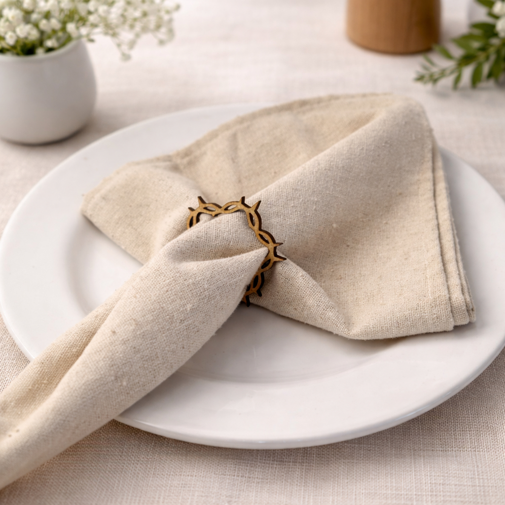 Kit 4 Anéis Porta Guardanapo MDF Páscoa Cristã Coroa De Espinhos