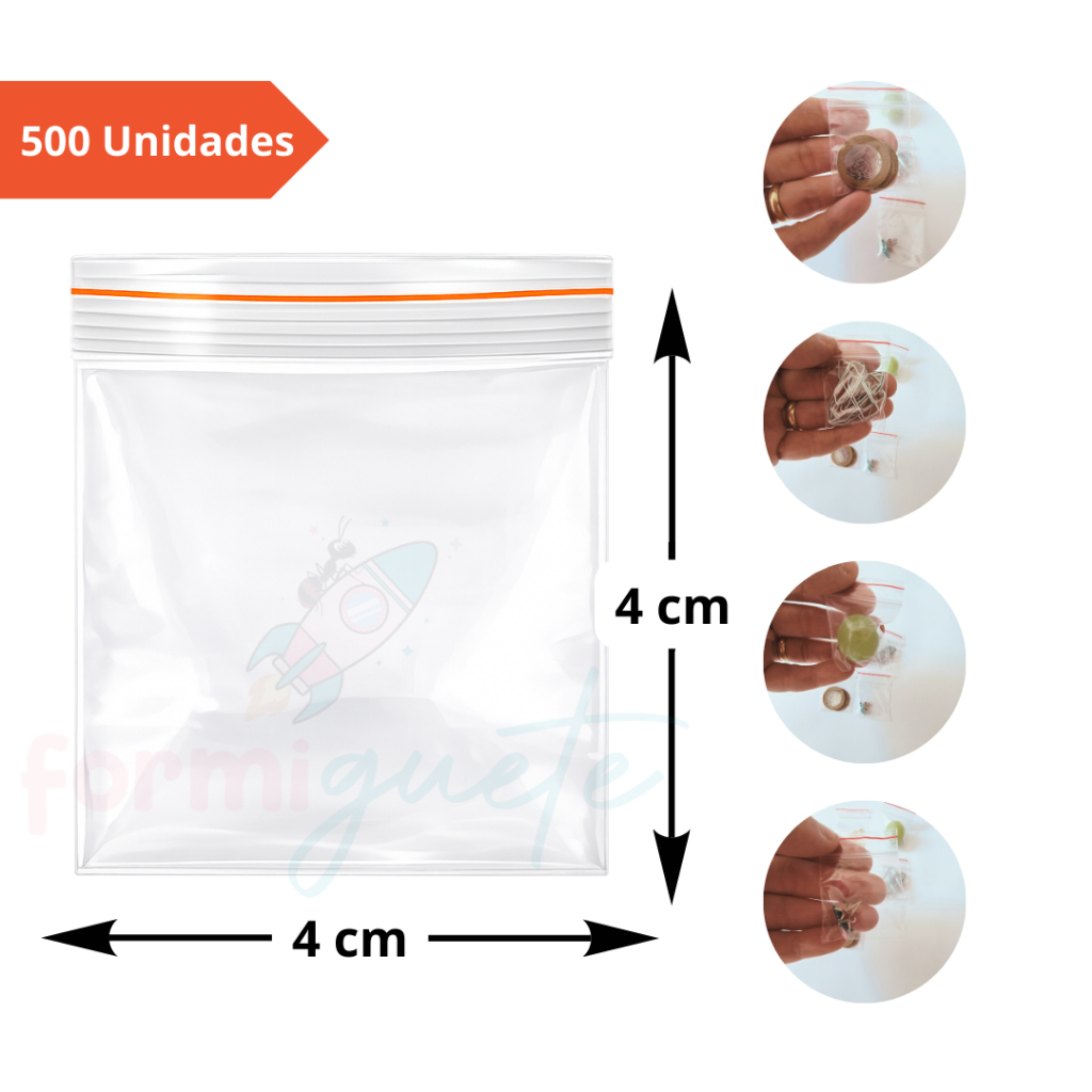 Kit 500 Saco Zip 4 x 4 Hermético Saquinho Plástico 4x4 Abre e Fecha em Oferta na Shopee
