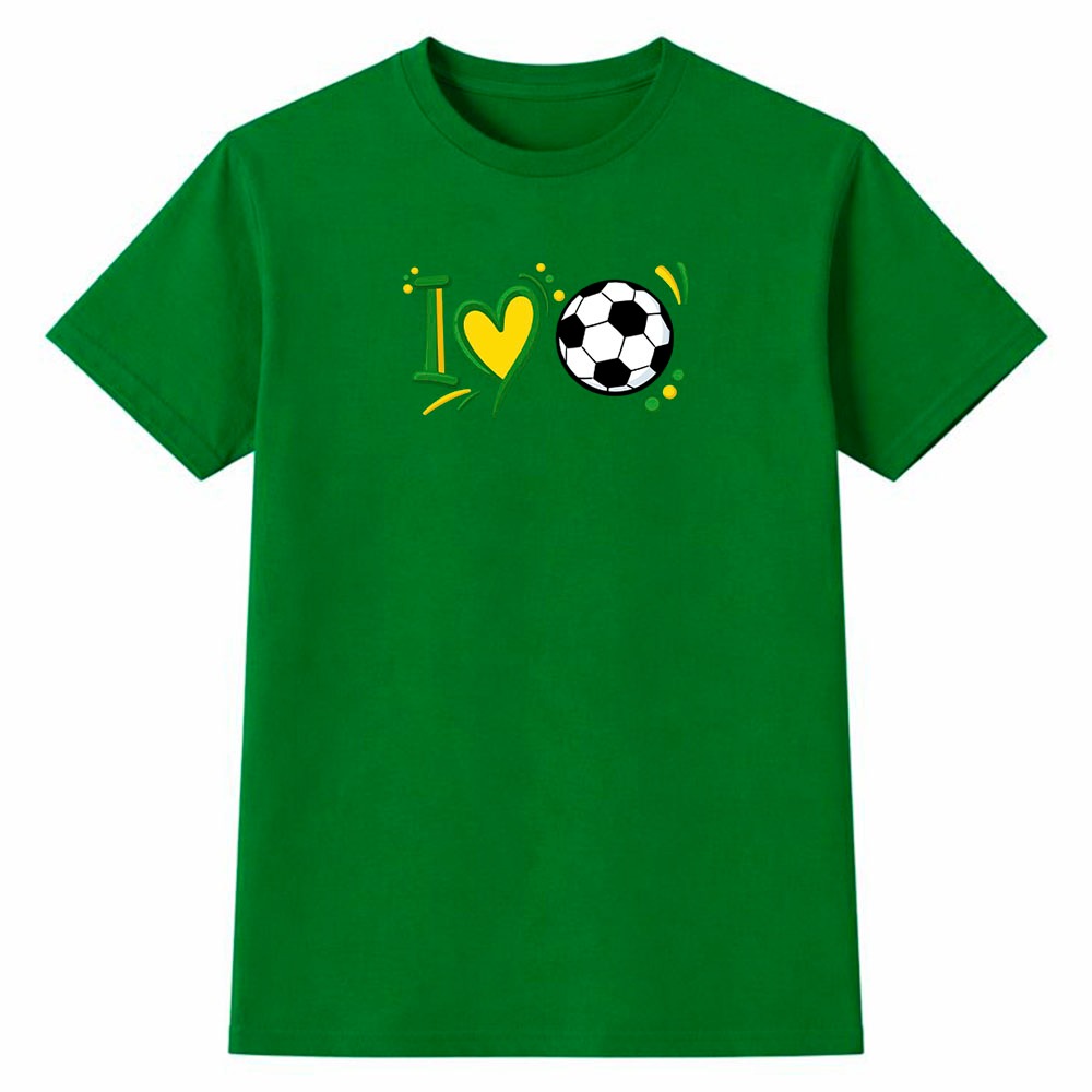 Camiseta Masculina 100% Algodão Futebol Brasil Copa do Mundo Amor ao Futebol Torcida Moda Casual