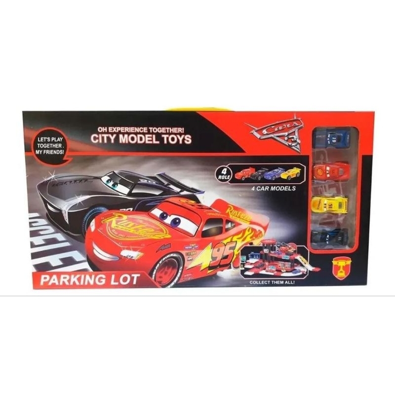 Garagem Estacionamento Relâmpago McQueen – Carros Disney Pixar com Carrinhos