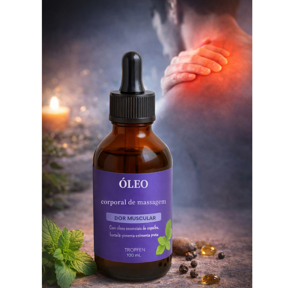 Óleo Corporal de Massagem Dor Recuperação Muscular com Óleos Essenciais - 100 mL em Oferta na Shopee