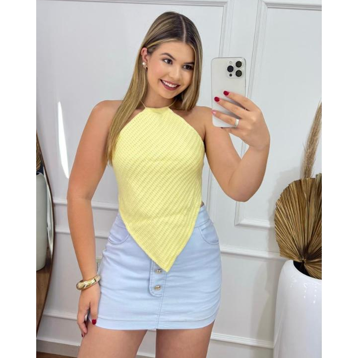 Top Lenço Tricot Modal Feminino Verão Cropped Frente Unica Com Amarração em Oferta na Shopee