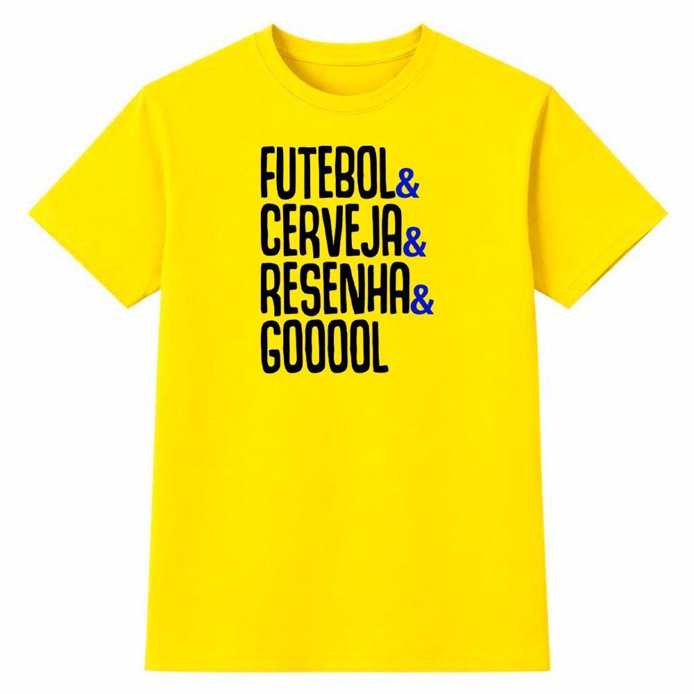 Camiseta Masculina 100% Algodão Futebol Resenha Copa do Mundo Brasil Torcida Moda Casual Dia a Dia