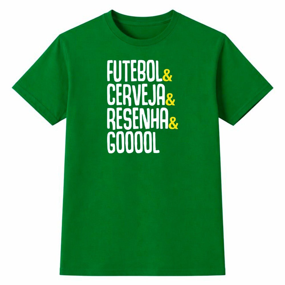Camiseta Masculina 100% Algodão Futebol Resenha Copa do Mundo Brasil Torcida Moda Casual Dia a Dia