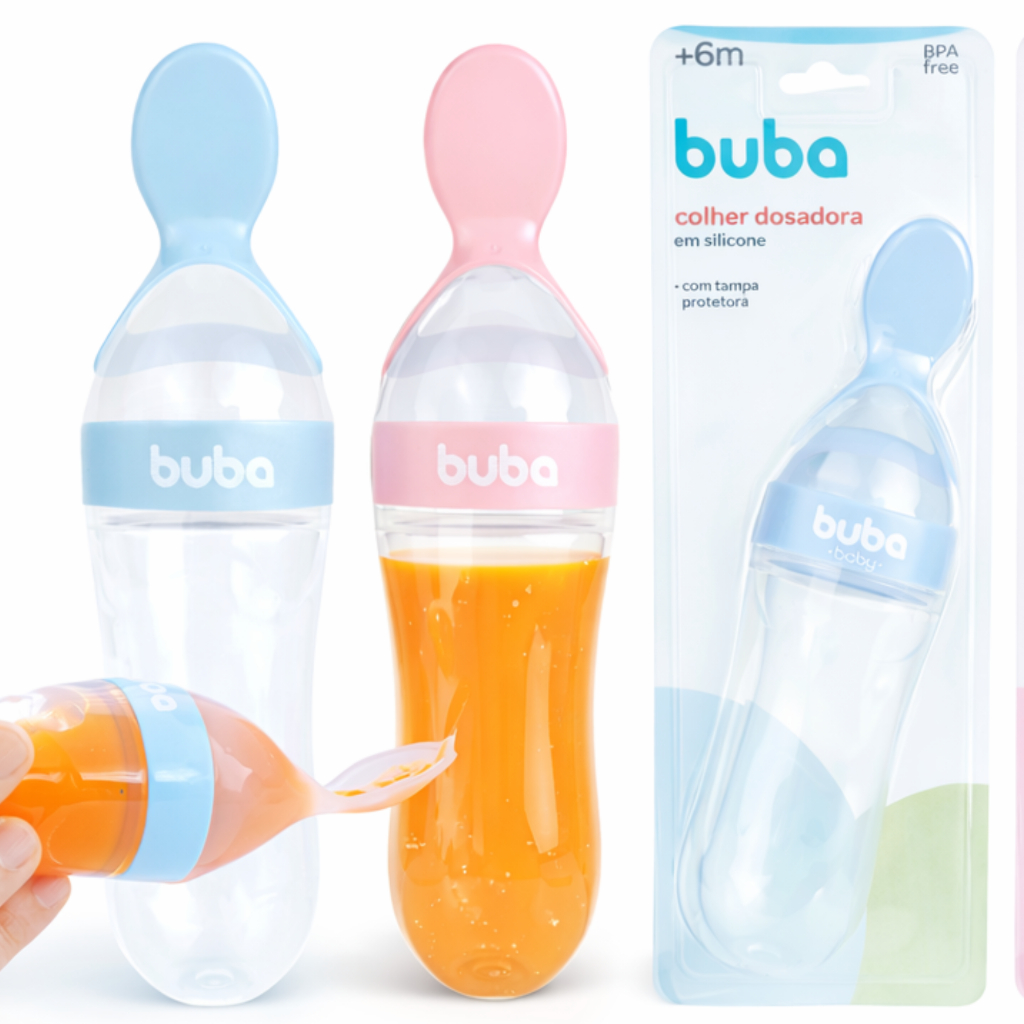 Colher Dosadora para Papinha 100% em Silicone Com Tampa Protetora Buba