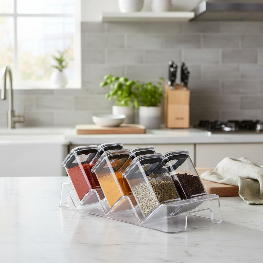 Porta Condimento Pote Organizador Temperos 7 Peças Com Base Plasútil em Oferta na Shopee