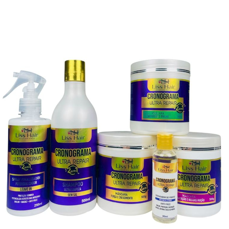 Kit Capilar Cronograma 6 Passos Força Nutrição e Reparação Liss Hair Profissional