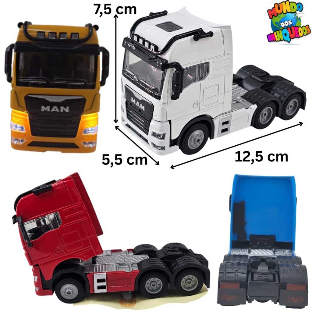 Miniatura Caminhão MAN 1:50 Metal A Fricção Com Luz Brinquedo Infantil Resistente Presente Realista Colecionável Premium