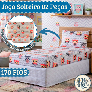 Jg Solteiro 2 Pçs Com Elástico Infantil Microfibra Estampada em Oferta na Shopee