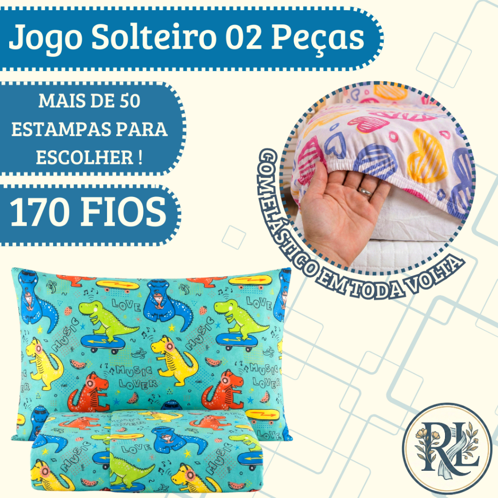 Jogo Solteiro Infantil 2 Pçs Para Menino e Menina