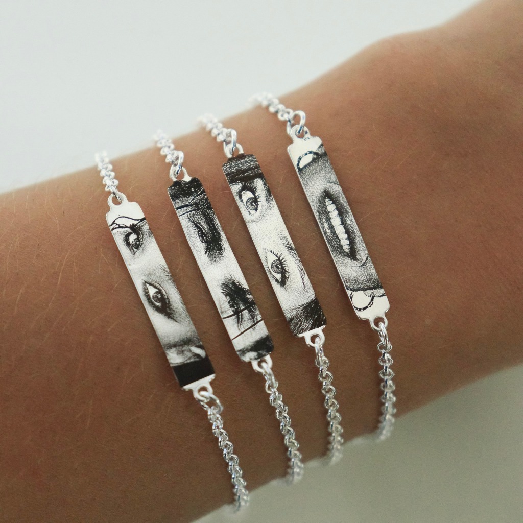 Pulseira com Foto Olhar Personalizada Plaquinha foto olho namorados banhada a prata 925 presente em Oferta na Shopee