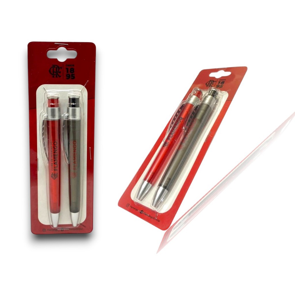 CONJ 2 CANETAS FLAMENGO - ORIGINAL em Oferta na Shopee