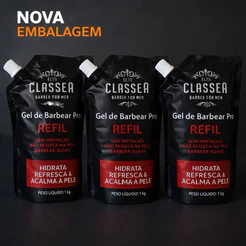 KIT 3X Shaving Em Gel Classe A Refil 1kg Para Navalhar Pra Fazer Barba, Pezinho E Navalhado Pele Hidratada E Macia. 3UN